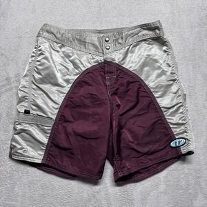 Immersion Research Board Shorts Mens 33 (Fits 31) Silver Burgundy Colorblock EUC